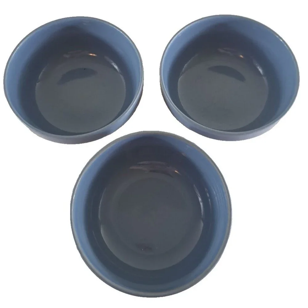 Midwinter Stoneware Bowls Blue Tan Oven To Table Bluestone Minimalist Set of 3